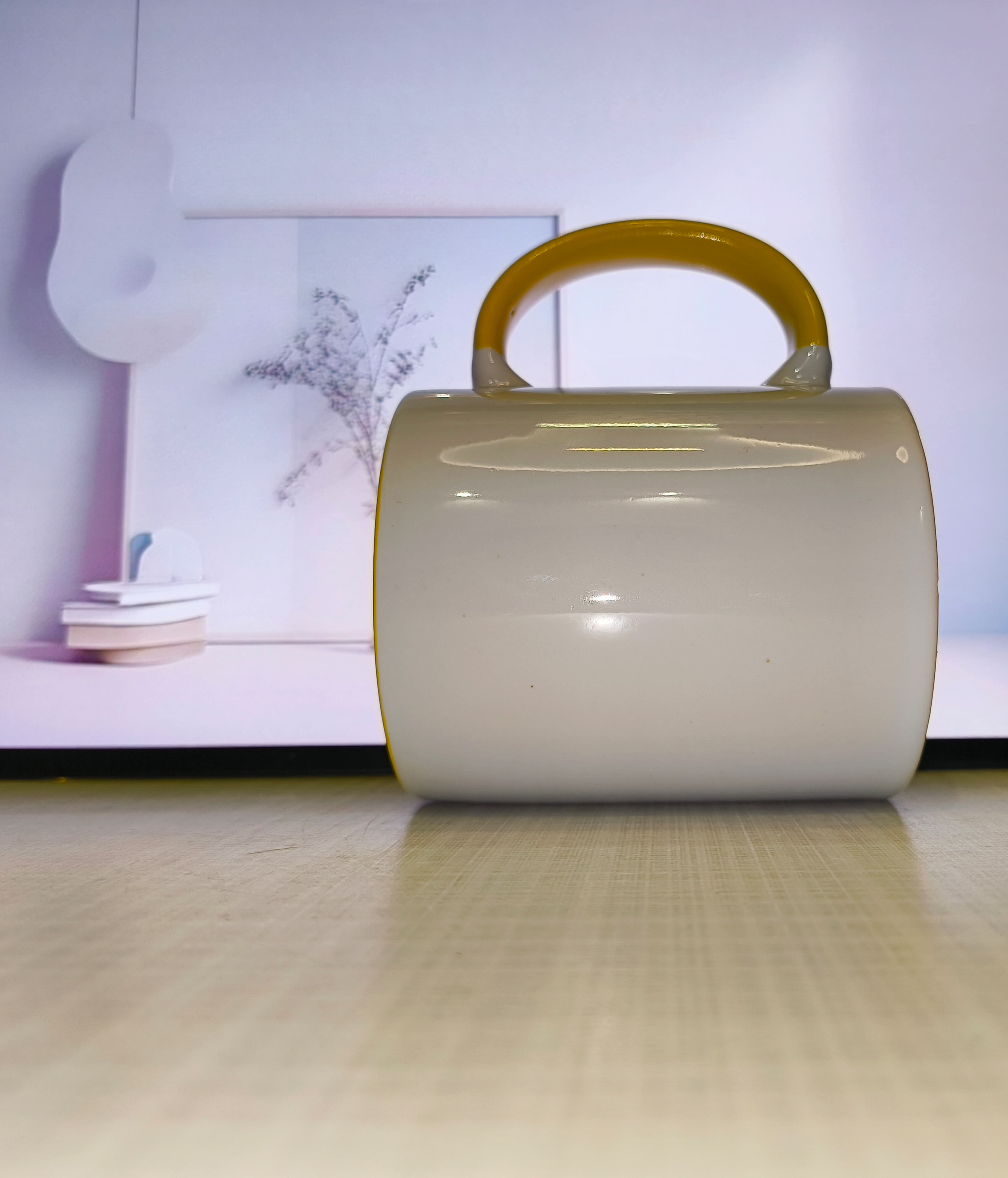 Yellow and White Mug